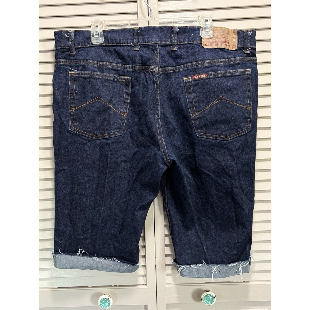 Carrera Jeans 700 Dark Wash Denim Bermuda Shorts Mid Rise Size 40 Hand Painted - Picture 6 of 11